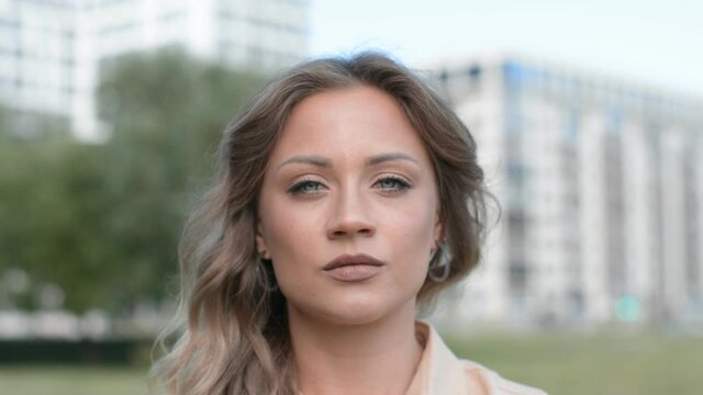 Serious look caucasian woman portrait hd