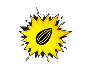 Almond nut icon. Quote speech bubble. Tasty nuts sign. Vegan food symbol. Quotation marks. Classic almond nut icon. Vector