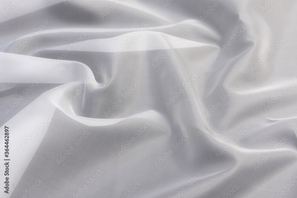 Wall mural draped wave white organza transparent of bridal veil texture for background