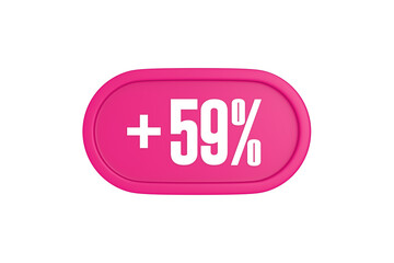 59 Percent increase 3d sign in pink color isolated on white background, 3d illustration.
