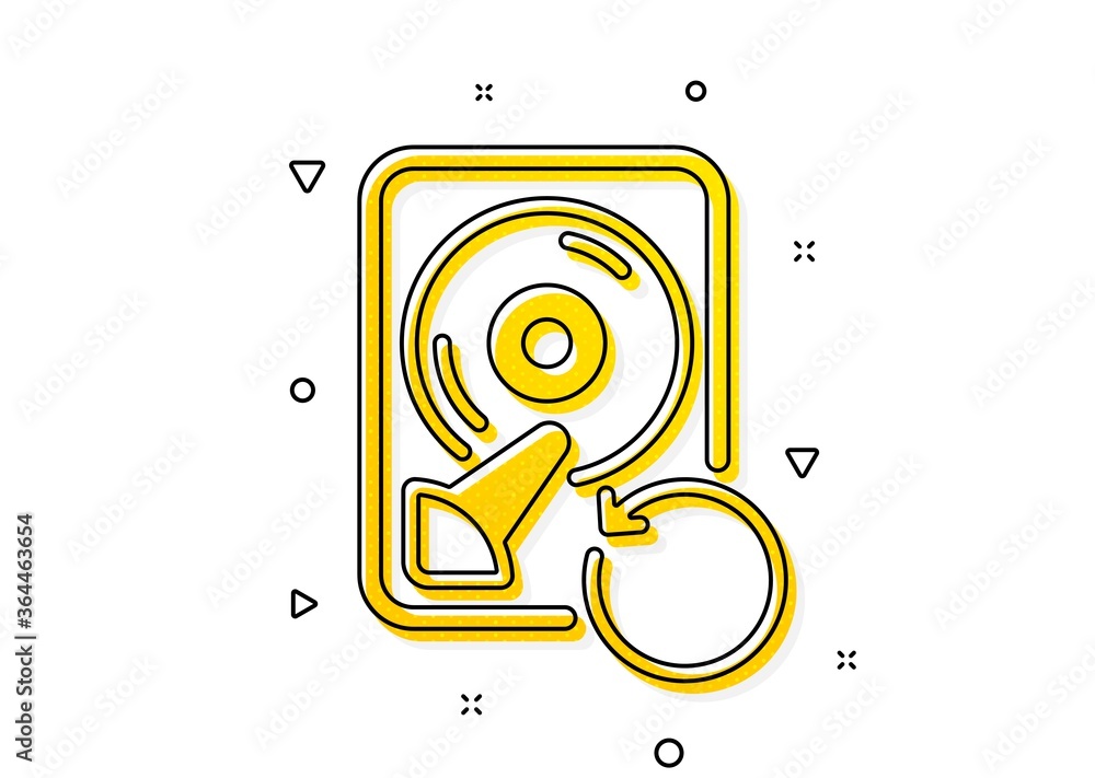 Poster backup data sign. recovery hdd icon. restore information symbol. yellow circles pattern. classic rec