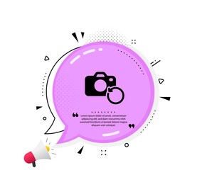 Obraz premium Recovery photo camera icon. Quote speech bubble. Backup data sign. Restore information symbol. Quotation marks. Classic recovery photo icon. Vector