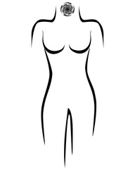 Stylized female body with cancer