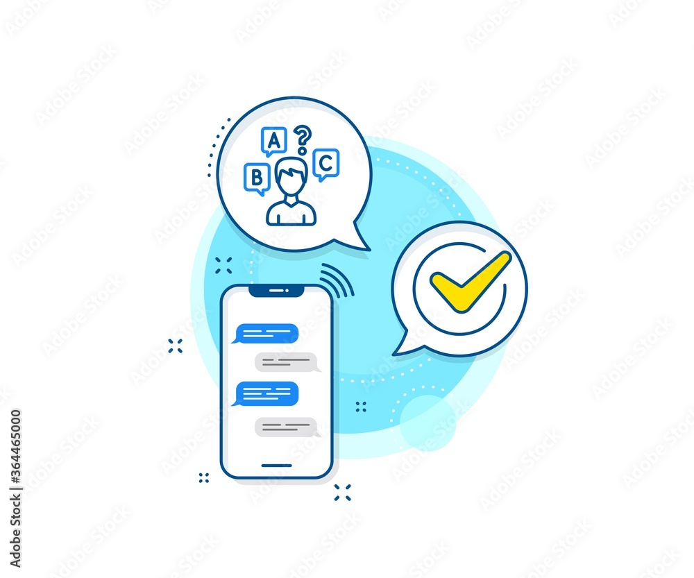 Poster select answer sign. phone messages complex icon. quiz test line icon. business interview symbol. mes