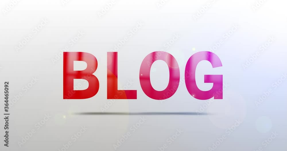 Wall mural blog. particle logo. text animation. red logotype on white grey background. rotation and slide. high
