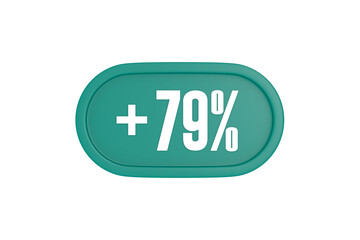 Fototapeta premium 79 Percent increase 3d sign in teal color isolated on white background, 3d illustration.