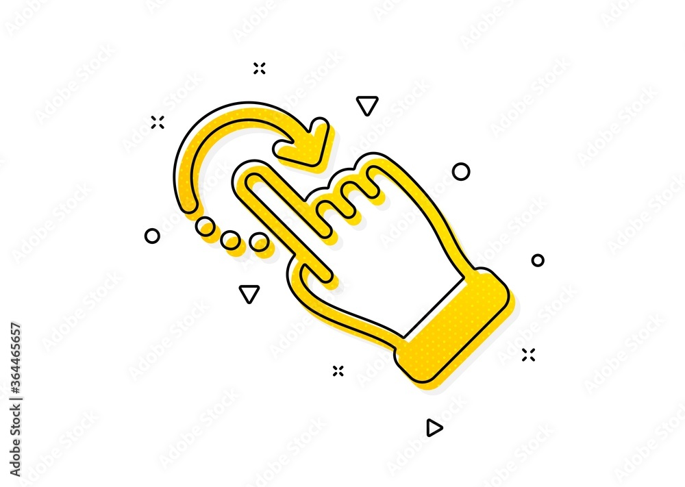 Aufkleber slide arrow sign. rotation gesture icon. swipe action symbol. yellow circles pattern. classic rotati