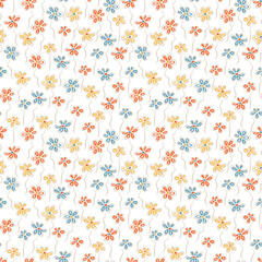 Summer floral background. Tiny flowers - Vector seamless pattern

