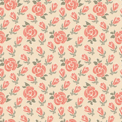 Flowers. Roses. Vintage pink floral background. Floral seamless pattern.
