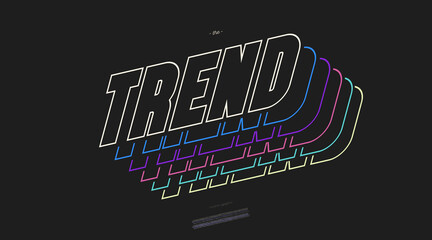 Vector trend font 3D bold line style modern typography for decoration, logo, poster, t shirt, book, card, sale banner, printing on fabric, industrial. Cool typeface. Trendy alphabet. 10 eps