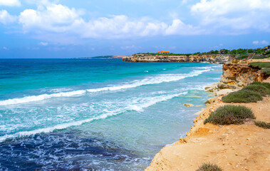 Small waves in S'aena scoada beach