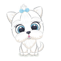 Cute baby dog. Vector illustration for baby shower, greeting card, party invitation, fashion clothes t-shirt print.