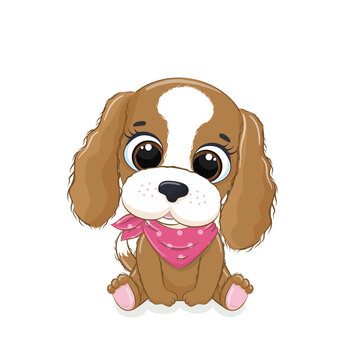 Cute baby dog. Vector illustration for baby shower, greeting card, party invitation, fashion clothes t-shirt print.