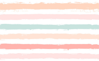 Handgezeichnetes Streifenmuster, rosa, orange und grüner Girly-Streifen nahtloser Hintergrund, kindliche Pastellpinselstriche. Vektor-Grunge-Streifen, niedliche Baby-Pinsellinie Hintergrund