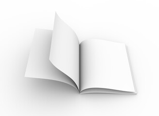 Template of an empty open magazine.  3D rendering.