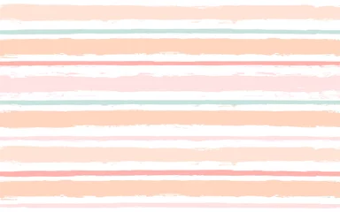 Wallpaper murals Geometric shapes Hand drawn striped pattern, pink, orange and green girly stripe seamless background, childish pastel brush strokes. vector grunge stripes, cute baby paintbrush line backdrop