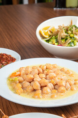 Nohutlu Sulu Yemeği, Turkish traditional food. (Turkish cuisine) Homemade Food Chickpeas.
