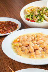 Nohutlu Sulu Yemeği, Turkish traditional food. (Turkish cuisine) Homemade Food Chickpeas.