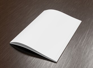 Empty closed magazine with white cover. Advertising for a publication. 3D rendering.