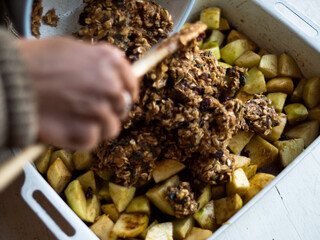 Home made healthy apple crumble
