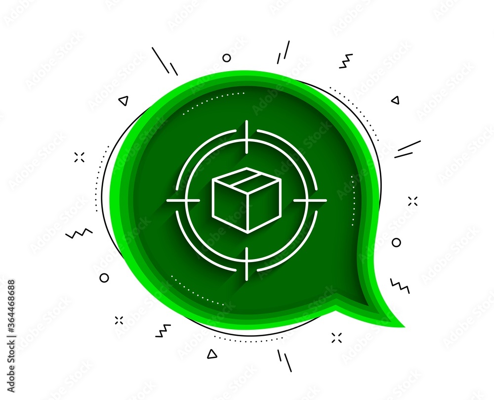 Poster parcel tracking line icon. chat bubble with shadow. delivery monitoring sign. shipping box in target