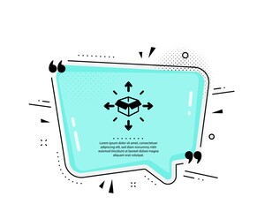 Parcel delivery icon. Quote speech bubble. Logistics service sign. Tracking symbol. Quotation marks. Classic parcel delivery icon. Vector