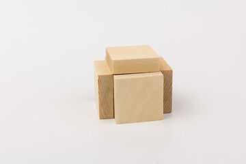 Wooden blocks to build a wall. Concept of new business, partnership, integration and startup
