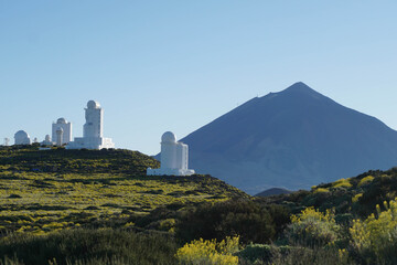 A view of Teide Observatory and Mount Teide from Izaña, Tenerife, Canary Islands, Spain