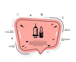 Medical vaccination icon. Quote speech bubble. Medicine vaccine sign. Pharmacy medication symbol. Quotation marks. Classic medical vaccination icon. Vector