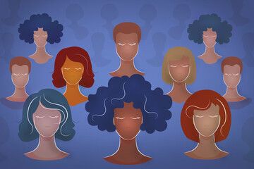 Poster about human rights violation of black people in the U.S. of America. Illustratiion of activists Silhouette in demonstration against police violence. Black lives matter. We can't breathe