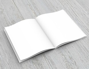 Book template with a paperback cover for advertising the edition. Template of magazine or booklet. 3D rendering.