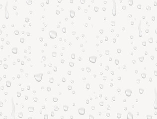 Water rain drops or steam shower texture isolated on white background. Vector pure droplets on window glass surface pattern
