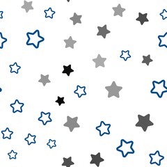 Dark BLUE vector seamless cover with small and big stars. Glitter abstract illustration with colored stars. Pattern for design of fabric, wallpapers.