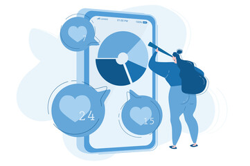 Social media analysis, Vector illustration for web banner, infographics, mobile. 