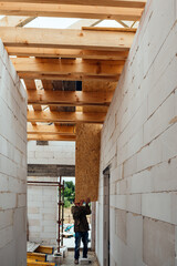 Obraz premium construction of the house roof structure