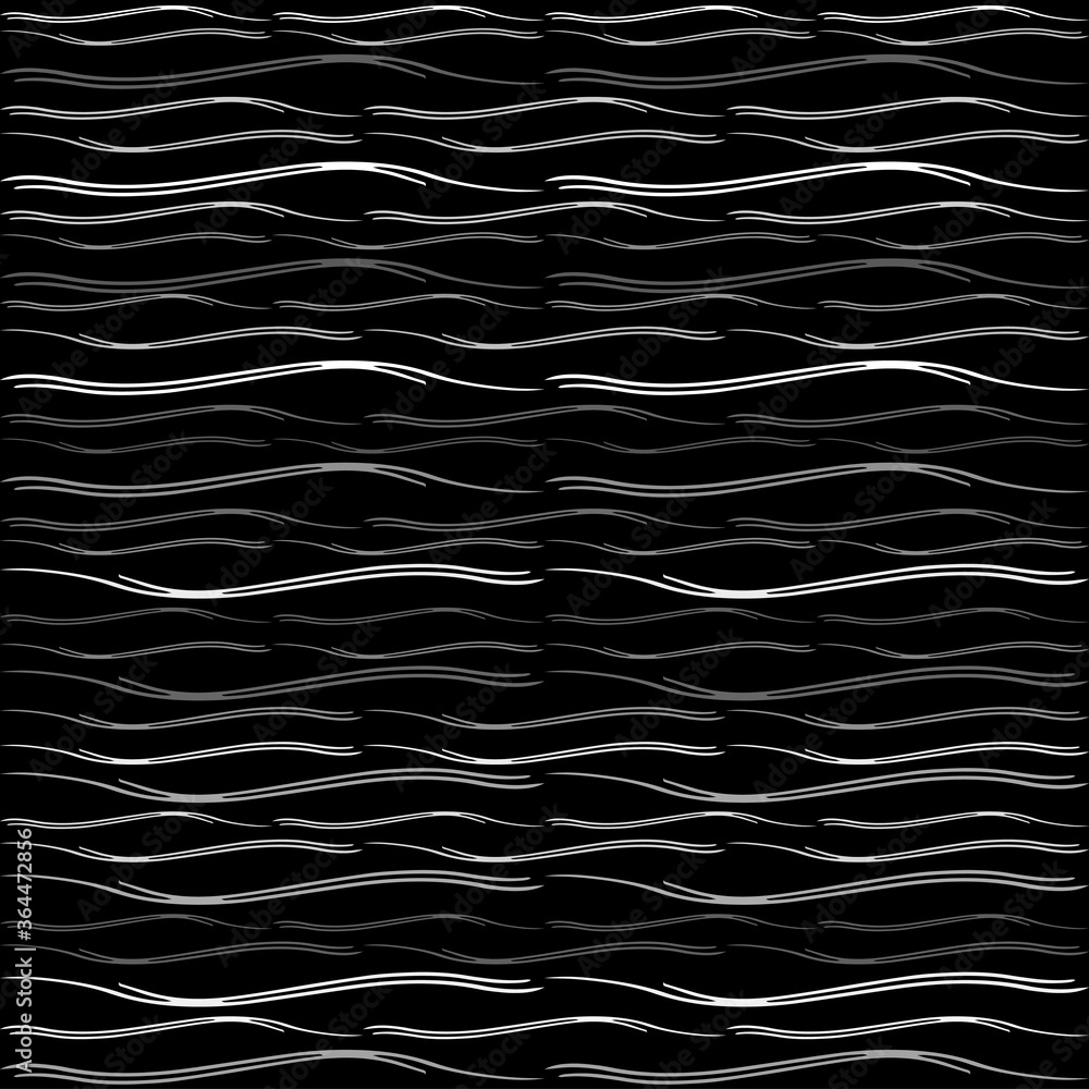 Aufkleber seamless texture of horizontal lines, vector pattern of digital waves, white stripes on black backgr