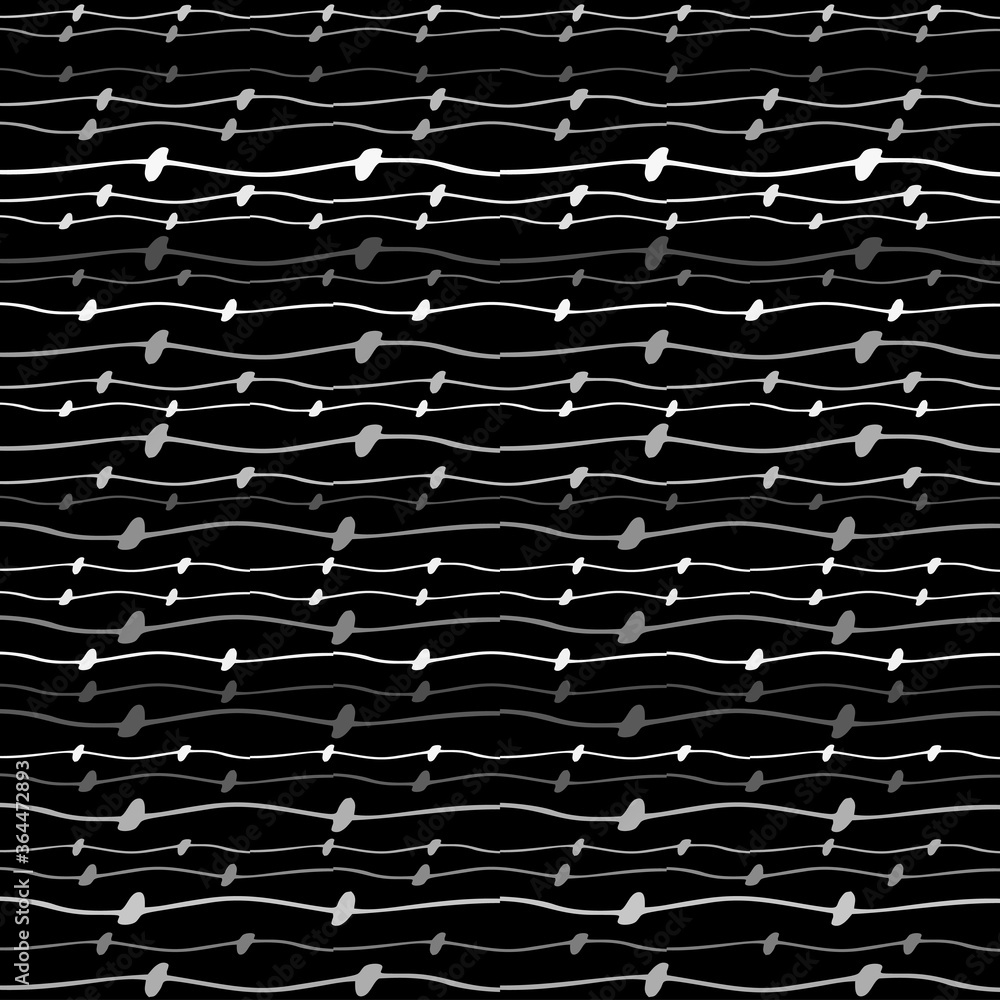 Aufkleber seamless texture of horizontal lines, vector pattern of digital waves, white stripes on black backgr