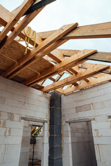 Obraz premium construction of the house roof structure