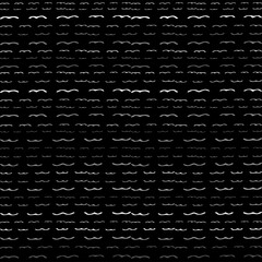 Seamless Texture of Horizontal lines, vector pattern of digital waves, white stripes on black background, texture design template