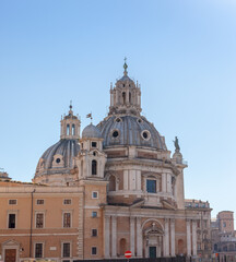 Obraz na płótnie Canvas ROME, ITALY - 2014 AUGUST 18. Churches Santa Maria di Loreto and Most Holy Name of Mary in Rome.