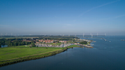Fototapeta premium Aerial view of the fortified city of Willemstad, Moerdijk in Netherlands