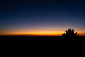 Calming sunset with intense colors blue and yellow