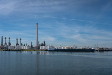Fototapeta premium Oil refinery plant from industry zone, Aerial view oil and gas industrial