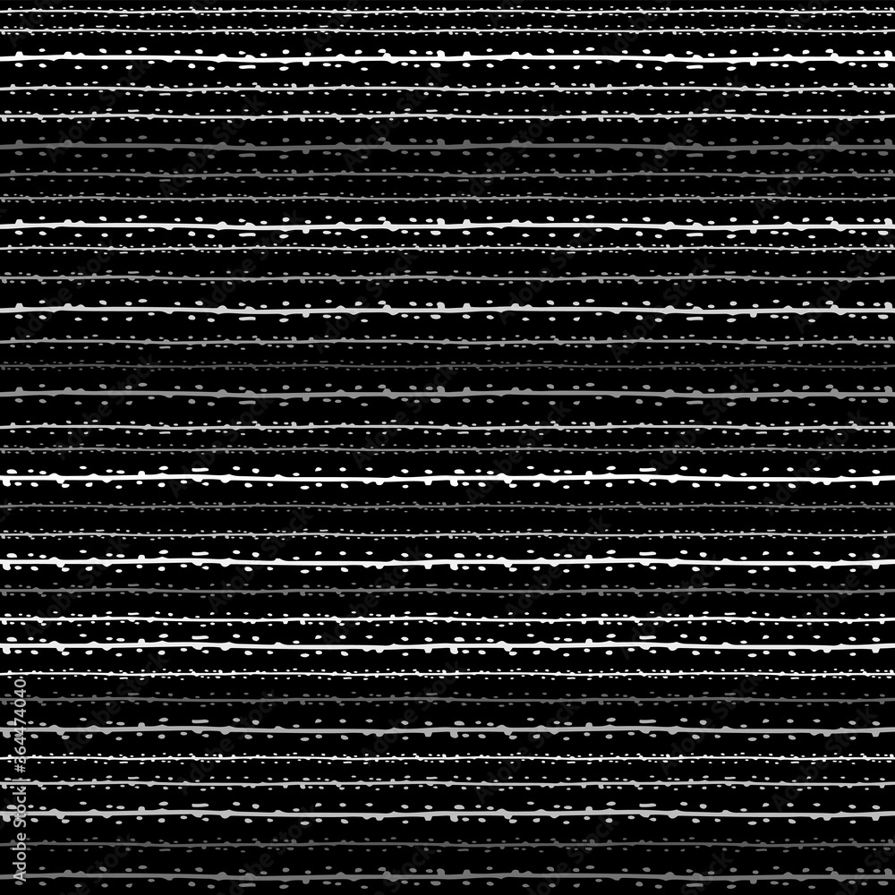 Poster Seamless Texture of Horizontal lines, vector pattern of digital waves, white stripes on black background, texture design template