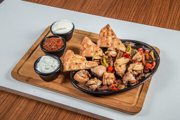 chicken fajita with some sauce Turkish Tavuk Fajita