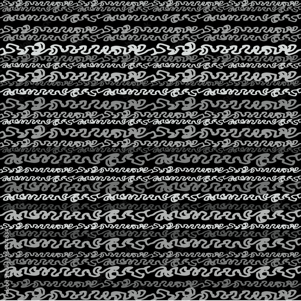 Aufkleber Seamless Texture of Horizontal lines, vector pattern of digital waves, white stripes on black background, texture design template
