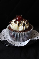 chocolate cupcake with cherry