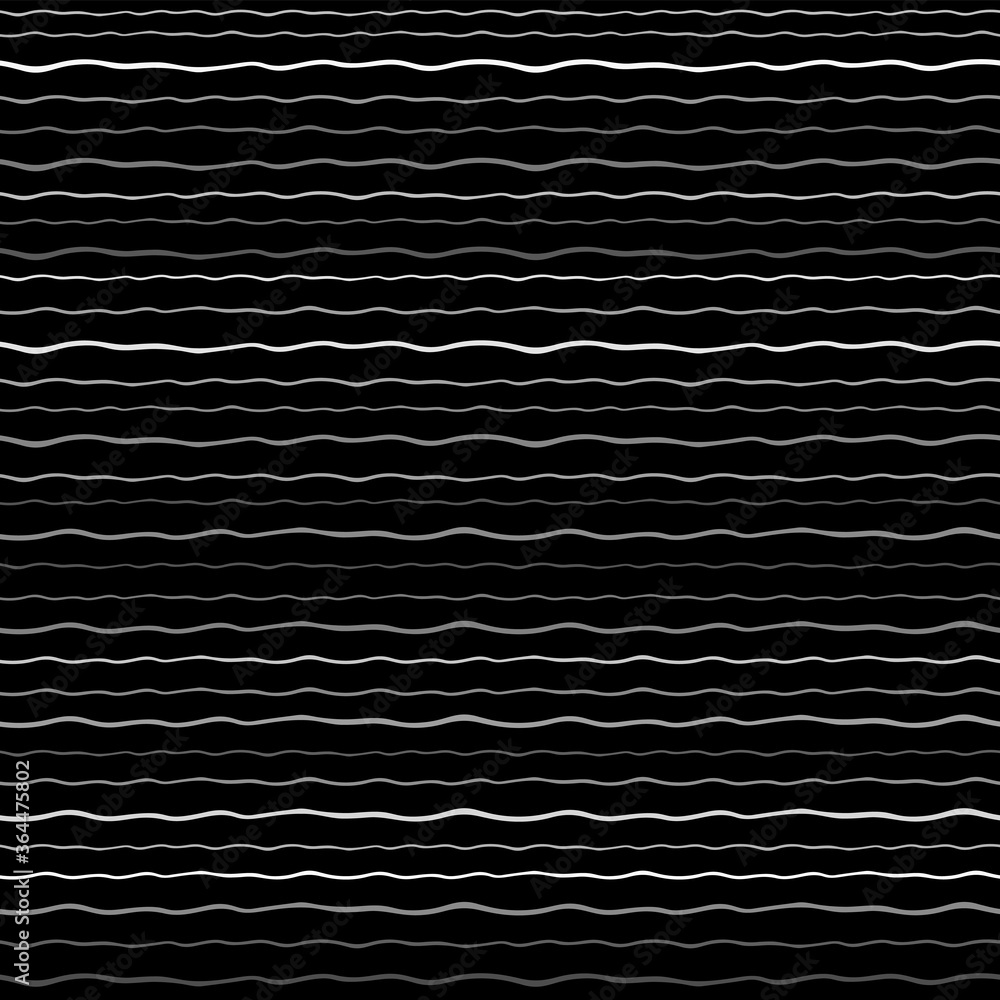Aufkleber seamless texture of horizontal lines, vector pattern of digital waves, white stripes on black backgr