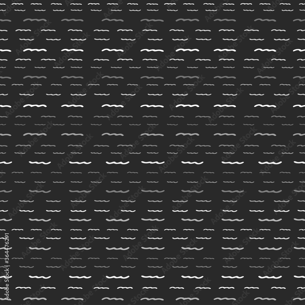 Poster Seamless Texture of Horizontal lines, vector pattern of digital waves, white stripes on black background, texture design template