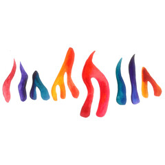 Multi colored zebra strings - abstract geometric shape elements isolated on white background. Colorful lines in a shape of 

zebra strings. Watercolor illustration